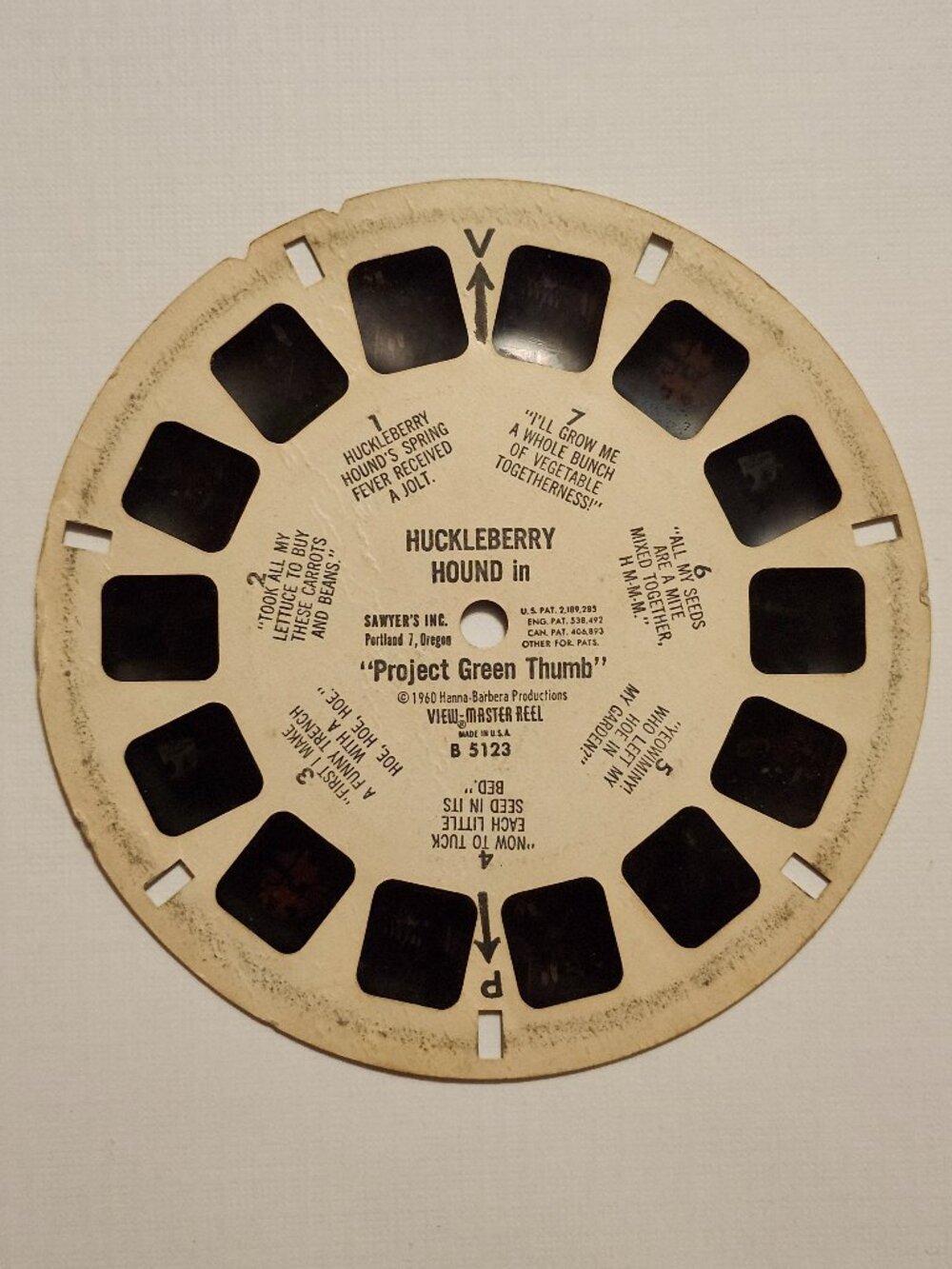 VINTAGE Huckleberry Hound in Project Green Thumb View Master Reel 1960